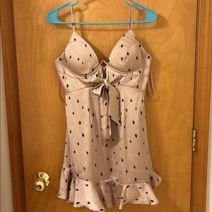 Angel Biba Champagne Polka Dot Spaghetti Strap Mini Dress Size M